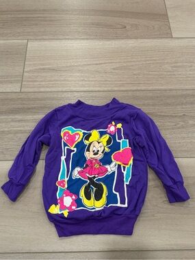 Vintage 80s 90s Disney Minnie Mouse Sweatshirt Toddler 2T Jog Togs Purple Neon